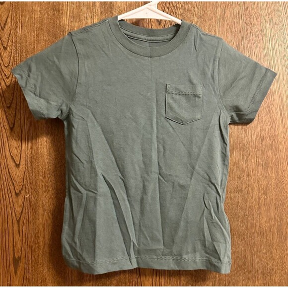 J Crew Crewcuts Shirt Boys Sz 3 Green Pocket Garment Dyed Basic Tee Cotton - Picture 1 of 6